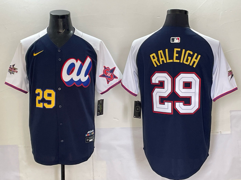 Men Seattle Mariners 29 Raleigh Blue MLB All star Nike 2025 Jersey style 0014